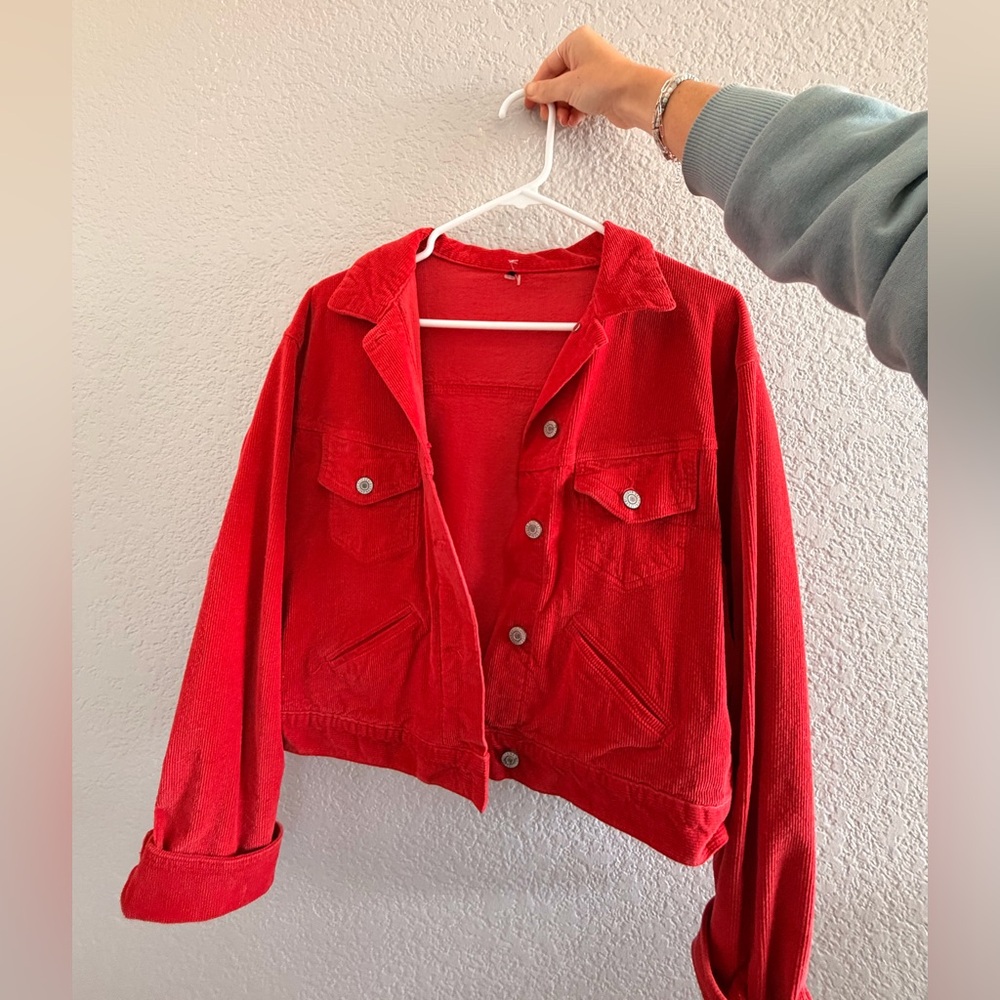 Brandy Melville Vibrant Red Jean Jacket